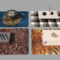 Various Coffee Tables On Patterned Rugs With Decorative Items And Diverse Styles 3d model