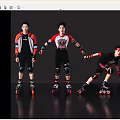 Group of Men in Roller Skating Gear Posing with Protective Equipment and Dynamic Stance