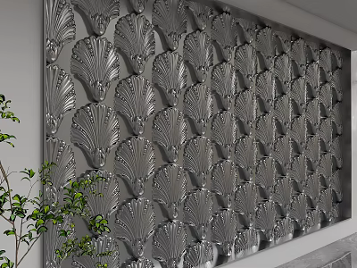 Modern Luxury Gray Shell Textured 3D Background Wall Interior Design With Elegant Patterns 3d model