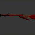 Red Decorative Bow Weapon With Unique Design Bowstring And Arrow Details