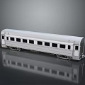 Silver Train Car Model With Multiple Windows And Reflection On Black Background 3d model