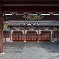 Ancient Architecture Featuring Traditional Wooden Structure Colorful Painted Beams And Ornate Columns