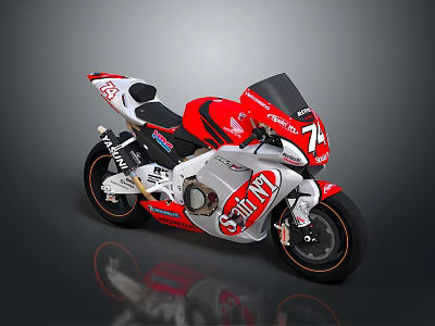 Sleek Racing Motorcycle With Red And White Livery Spirit Logo And Number 7 3d model