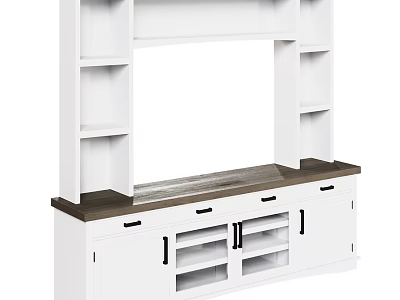 Modern White Home Dresser With Drawers Shelves And Wooden Top Storage 3d model