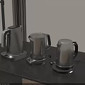 Stainless Steel Electric Kettles With Modern Design On Kitchen Counter Top
