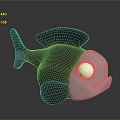 Cute Cartoon Style Black And White Fish 3D Model With Large White Eyes