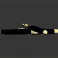 Elegant Gray Pens With Gold Tips On Black Smooth Surface And Shiny Reflections 3d model