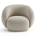 Modern Beige Single Sofa with Rounded Design and Fluffy Bouclé Fabric for Living Room