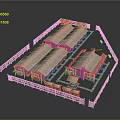 Traditional Architectural Compound Layout With Multiple Roofed Huts And Enclosing Fence