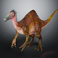 Feathered Dinosaur Character Standing With Brown Yellow Skin Spiked Back Long Tail Sharp Claws