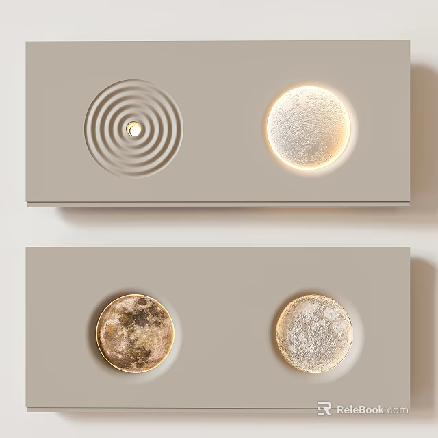 Modern Minimalist Wall Lamp with Circular Textured Surface and Moonlike Pattern for Indoor Lighting Decor 3d model