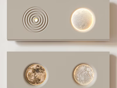 Modern Minimalist Wall Lamp with Circular Textured Surface and Moonlike Pattern for Indoor Lighting Decor 3d model
