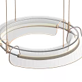 Elegant Modern Hanging Chandelier with Circular Transparent Shade and Wooden Accents