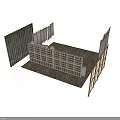 3D Rendered Wooden And Metal Frame Structure Components For Construction
