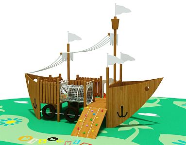 Modern Pirate Ship Wooden Pirate Ship 3d model