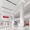 Modern Bank Lobby Interior With Spacious Open Area White Pillars And Seating