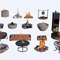 Various Fireplace Designs With Different Materials And Styles For Home Decor 3d model