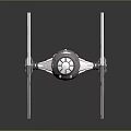 Detailed Cosmic Starfighter Model With Twin Hexagonal Wings And Metallic Cockpit