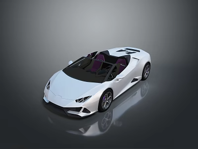 Sleek White Convertible Sports Car with Purple Interior and Modern Design 3d model