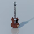 Brown Electric Guitar Featuring Black Neck Headstock White Pickups And Knobs On Gray Background 3d model