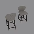 Modern Tufted Cream Upholstered Bar Stools With Dark Wood Legs And Premium Brass Metal Accents