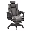 Comfortable Black Leather Office Chair With Ergonomic Backrest And Armrests