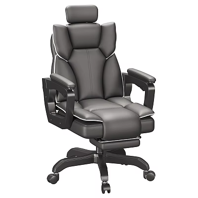 Comfortable Black Leather Office Chair With Ergonomic Backrest And Armrests 3d model