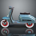Light Blue Vintage Scooter Model With Black Seat White Wheels Red Rims And 200 Logo