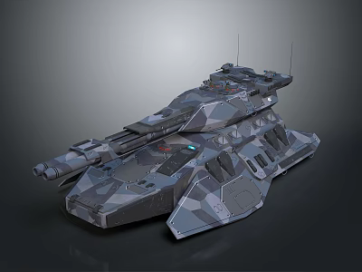 Futuristic Armored Combat Weapon Vehicle with Camouflage Paint Heavy Cannon And Advanced Design 3d model