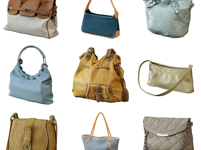 Fashion Women Bags Collection Showcasing Various Styles Different Colors And Designs 3d model