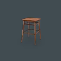 Solid Wood Square Seat Stool With Simple Design And Brown Finish