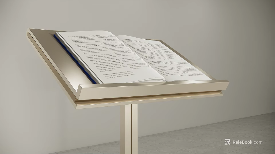 Metallic Shelf Stand with Open Book in Modern Minimalist Design 3d model