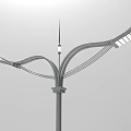 Modern Outdoor Street Light with Multiple Arms and Tall Pole for Road Illumination