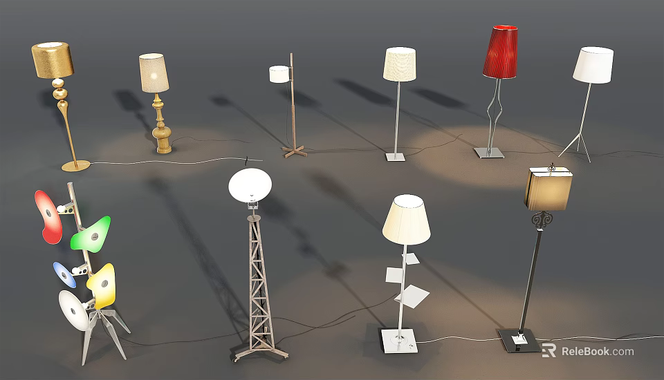 Diverse Modern Lamp Combination With Various Floor Table Lamps And Unique Designs 3d model 