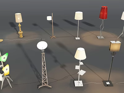 Diverse Modern Lamp Combination With Various Floor Table Lamps And Unique Designs 3d model