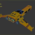 Yellow Sci Fi Spaceship Design With Blue Engines And Aerodynamic Wings 3d model