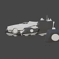 Futuristic Utility Vehicle With Mechanical Design Multiple Wheels Sensor Antenna And White Body