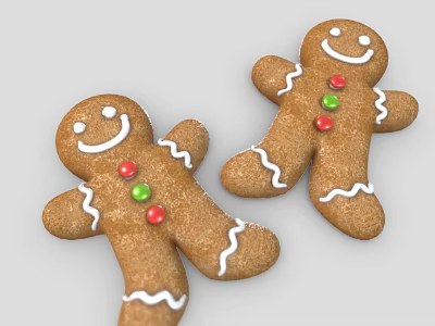Biscuit Gingerbread Man Dessert Cake Food 3d model
