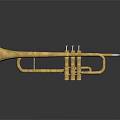 Shiny Golden Trumpet Musical Instrument For Home Decoration And
