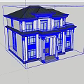 Two Story Detached Villa With White Exterior Brown Roof Columns And Palm Trees