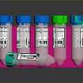 Household Storage Organizer Pink Multiple Hole Rack With Blue Green Cap Bottles And Single Container