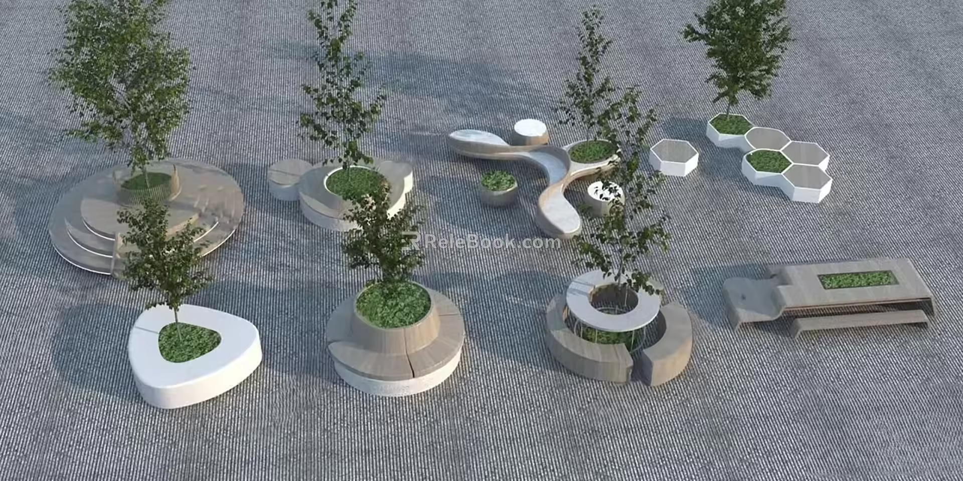 Modern Tree Pool Landscape Seat Tree Pool Seat Stool Shaped Tree Pool Seat Stool 3d model