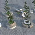 Modern Tree Pool Landscape Seat Tree Pool Seat Stool Shaped Tree Pool Seat Stool 3d model