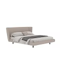Modern Upholstered Double Bed With Beige Headboard Soft Pillows And Cozy Bedding 3d model