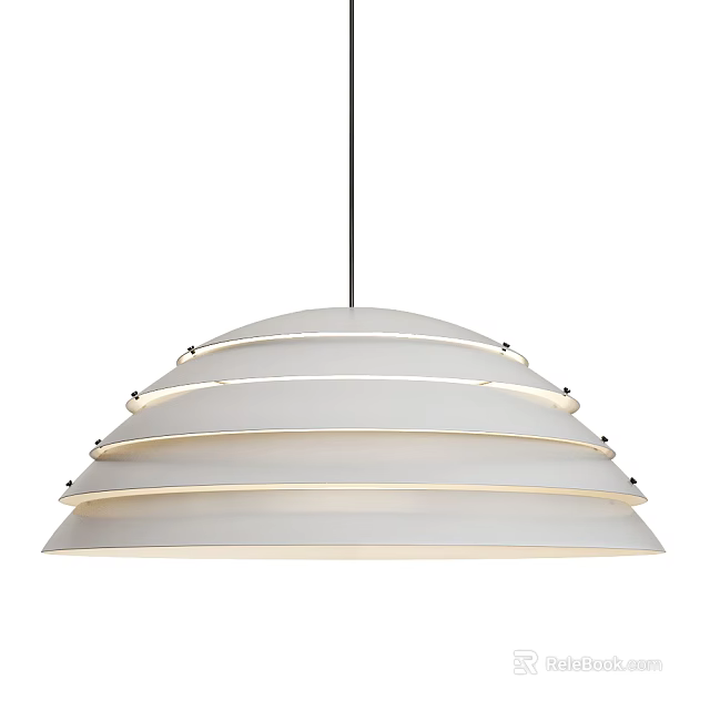 Modern Layered White Pendant Light With Warm Illumination And Sleek Design 3d model 