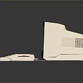 Vintage Computer Setup Featuring Monitor Keyboard Mouse and Floppy Disk on Dark Surface