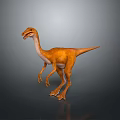 Orange Colored Dinosaur Model Standing On Gray Background With Long Neck And Tail 3d model