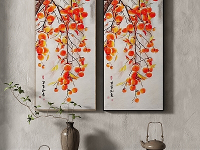 New Chinese Style Plant Painting Texture Decoration Painting Italian Minimalist Middle Ages model