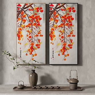 New Chinese Style Plant Painting Texture Decoration Painting Italian Minimalist Middle Ages 3d model