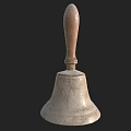 Vintage Metal Bell With Wooden Handle As Decorative Musical Instrument